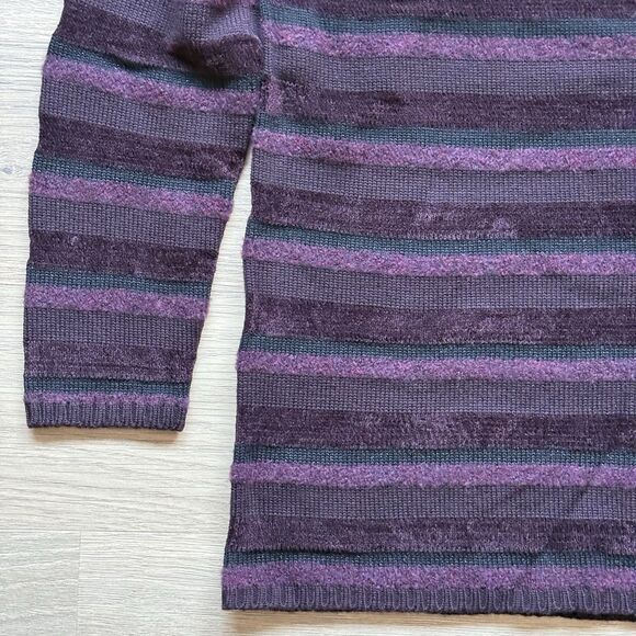 Vintage Valerie Stevens Sweater Medium Purple 90s Y2K Stripe Wool Blend Textured - Picture 7 of 10